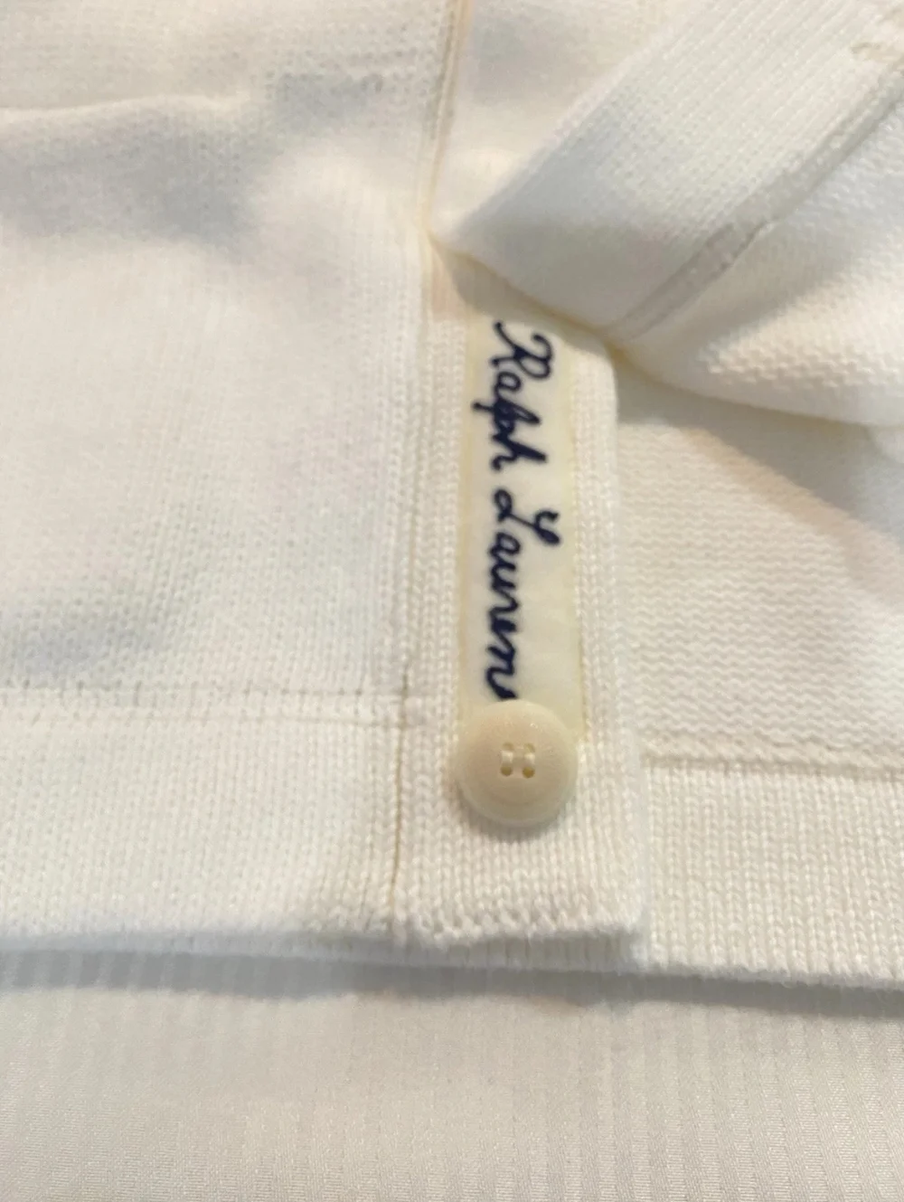 Polo Ralph‎ Lauren Sweater Mens Medium Cream Cardigan with Navy & Red Patch